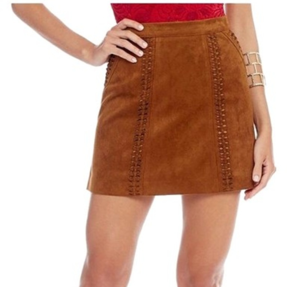 Gianna Bini! Brown Suede Stitched Skirt!